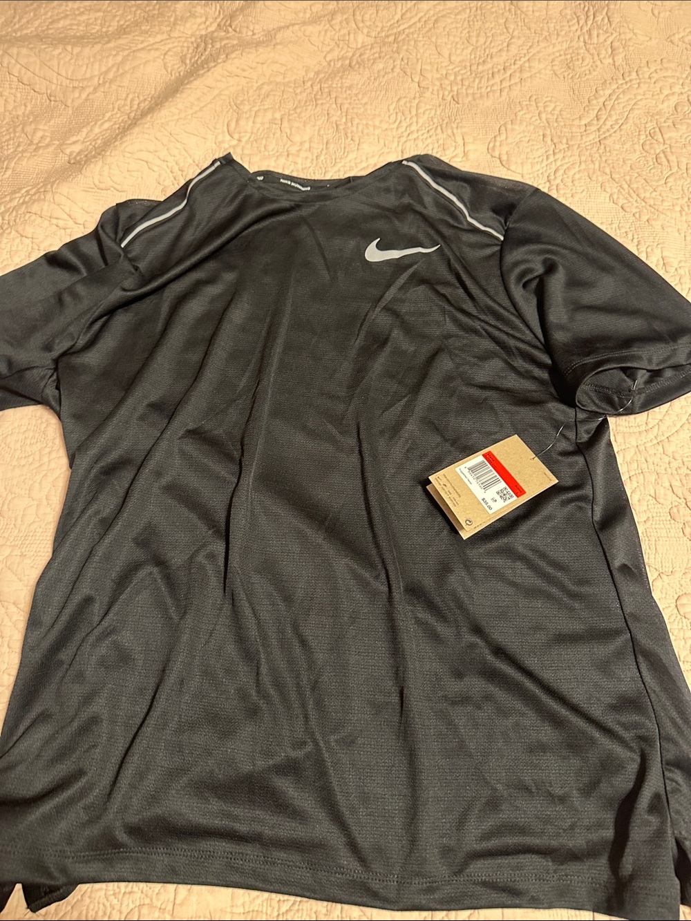 Nike Black Short Sleeve Performance Tee with Reflective Swoosh